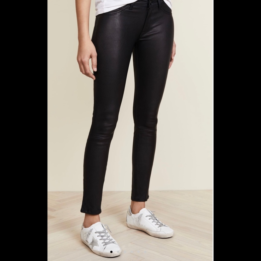 DL1961 EMMA POWER Leather Leggings in Poseidon 24 NEW!!